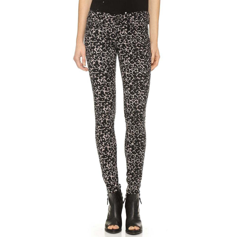 Rag & Bone Ameoba Leopard Print Skinny Pants Size 25 EUC Low Rise Flat Front